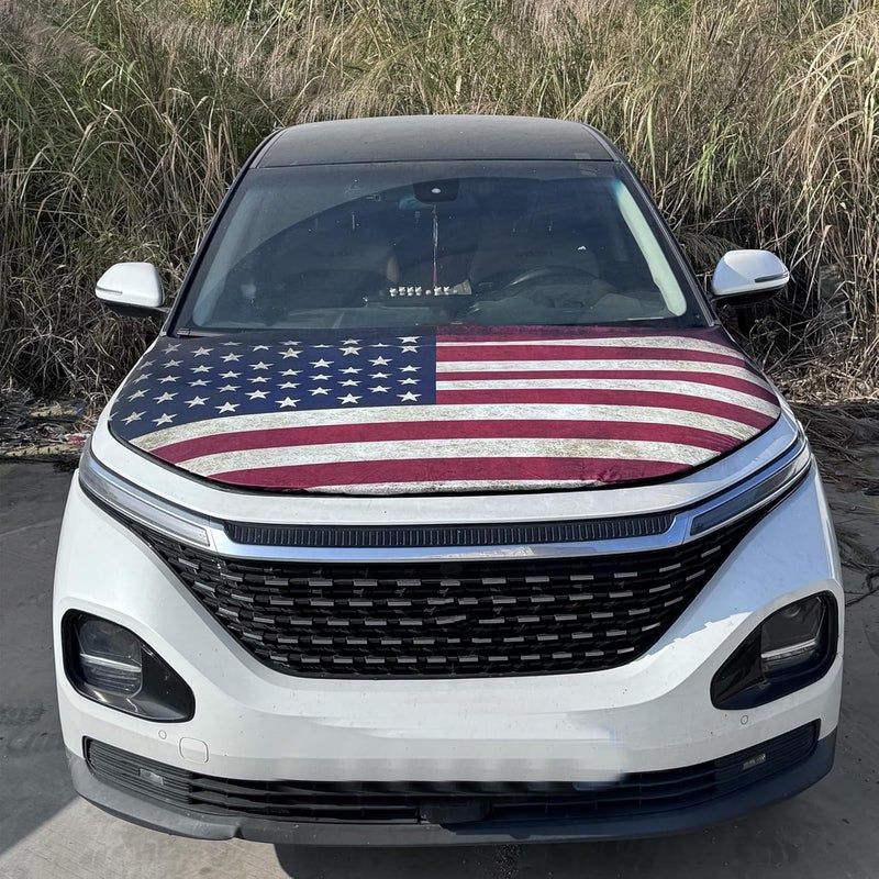 Tobethay American Car Hood Cover - 59x51 in Car Hood Cover Flag Bonnet Banner with 2 Adjustable Triangular Fasteners, Universal Fit for Trucks, SUV, 250th Anniversary Flag - Image 2